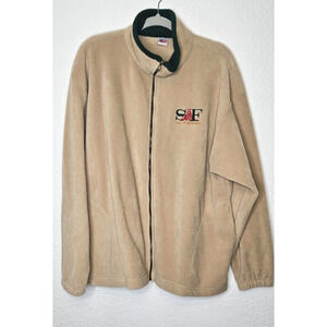 Vintage 90s San Francisco Sweater Large Beige Fleece‎ Full Zip Retro Sweatshirt